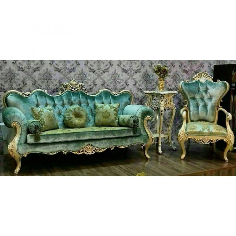 مبل کلاسیک مدل نگین دسته چوبی